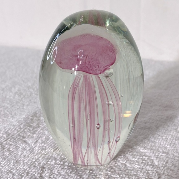 Vintage 1951 Dynasty Gallery Pink Jellyfish Glass Art Paperweight - Picture 7 of 10